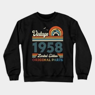 Vintage 1958 66th Birthday Gift For Men Women From Son Daughter Crewneck Sweatshirt